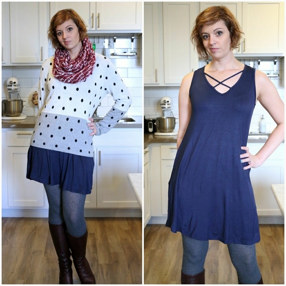 Criss Cross Neck Jersey Knit Dress - Picture 2 of 4